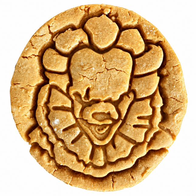 Peanut Butter Pumpkin dog cookie, Halloween clown design