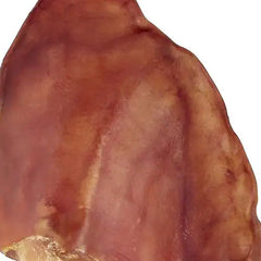 Single dried pig ear dog chew with a reddish-brown finish